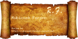 Rubicsek Ferenc névjegykártya